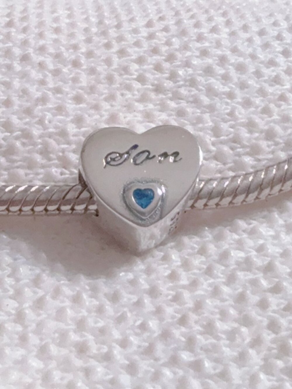 Son Heart Sterling Silver Charm For Pandora Bracelet - Picture 3 of 7